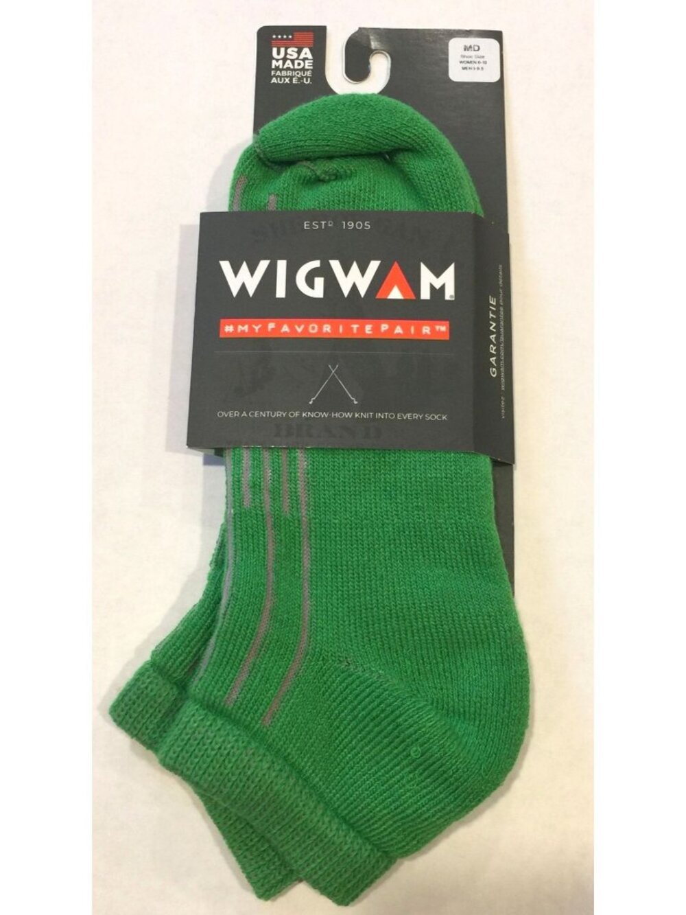 WIGWAM Women's 6-10 Kelley Green Dash Low Cut Socks Gray Accent